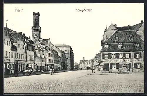 AK Fürth / Bayern, König-Strasse mit Geschäften