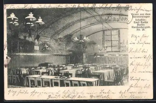 AK Berlin, Restaurant Bärenzwinger, Inh. Emil Bader, Hardenbergstrasse 26