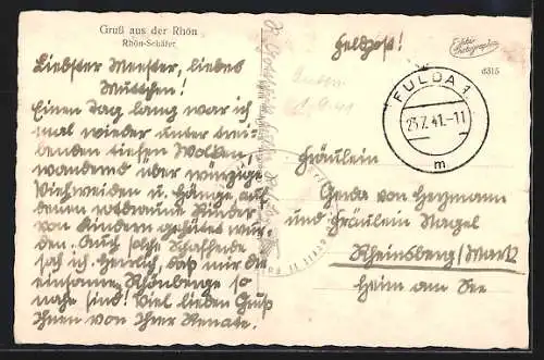 AK Rhön-Schäfer mit Herde und Hund