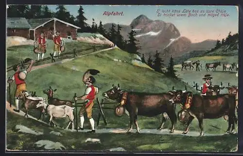 AK Alpfahrt zur Hütte auf der Alm
