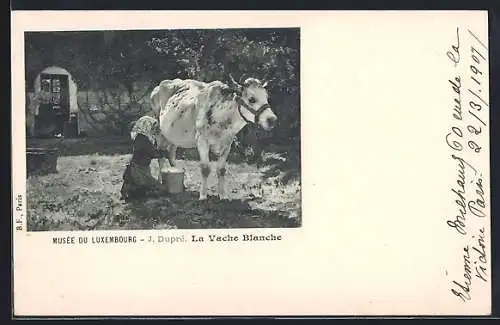 AK Magd beim Melken einer Kuh