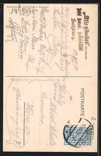 Künstler-AK Edward Theodore Compton: Salzburg, Gassenansicht mit Stieglkeller