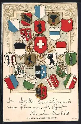 AK Zürich, Schweizer Wappen, Luzern, Bern, Uri