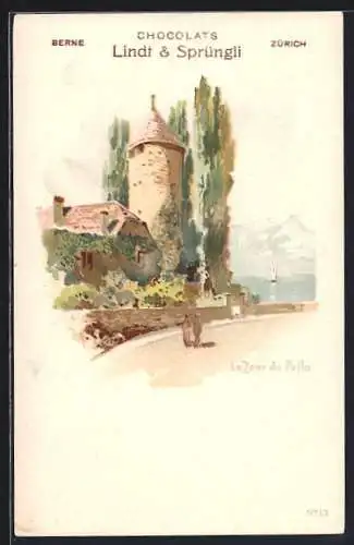 Lithographie La Tour de Peilz, Ortsansicht