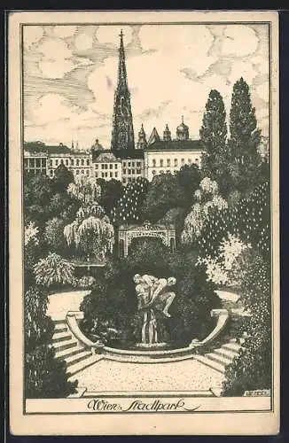 Künstler-AK Ulf Seidl: Wien, Stadtpark