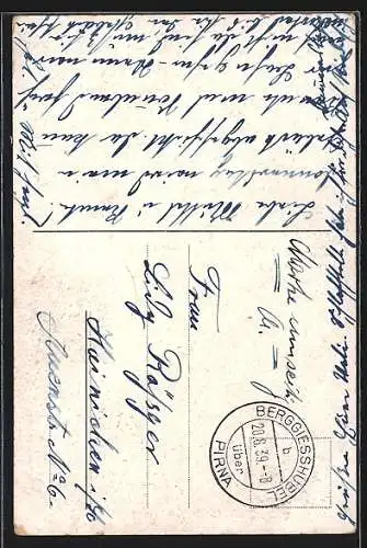 AK Bad Berggiesshübel, Hochwasser vom 8. /9. Juli 1927, Schaden am Badehotel zum Sächs. Haus