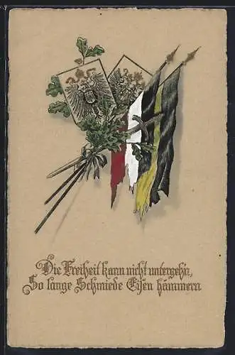 AK Flaggen mit Schwert und Wappen