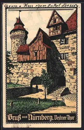 Künstler-AK Kallista: Nürnberg, Vestner Thor