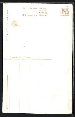 Künstler-AK Delphin Enjolras: nacktes Modell liest in einer Zeitschrift, Erotik