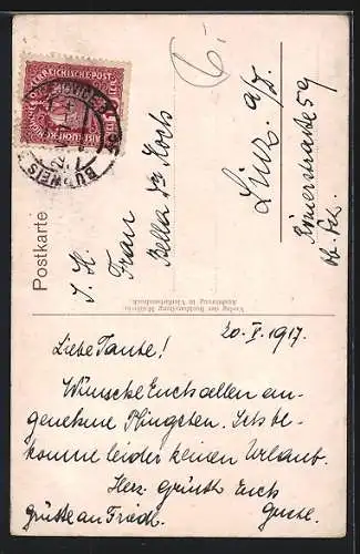 Künstler-AK Budweis / Ceske Budejovice, Blick in die Schanzgasse