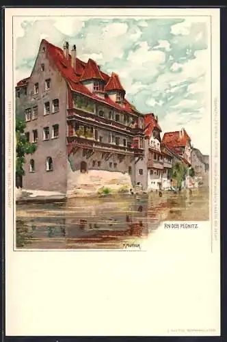 Künstler-AK K. Mutter: Nürnberg, Häuser an der Pegnitz