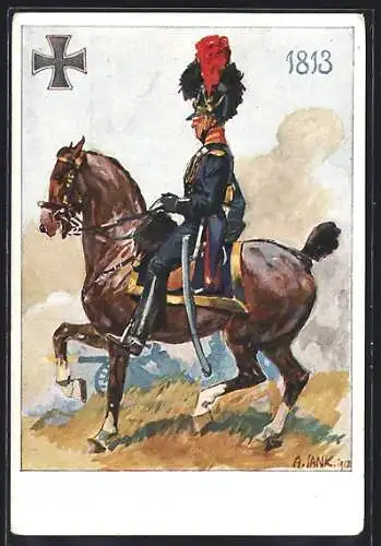 Künstler-AK Angelo Jank: Kavallerist aus den Befreiungskriege