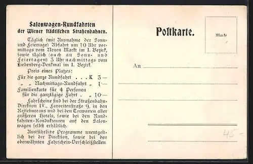 AK Wien, Paar mit Fernglas bei einer Rundfahrt mit der Strassenbahn