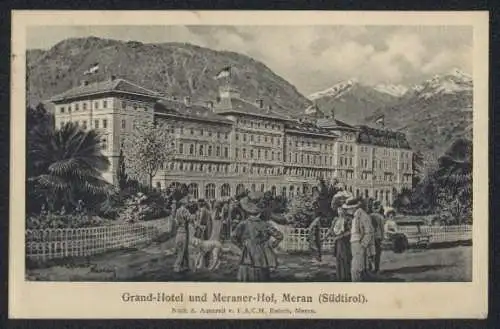 Künstler-AK F.A.C.M. Reisch: Meran, Grand-Hotel und Meraner Hof