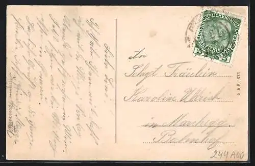 AK Prerau /Prerov, Strassenpartie der Kirchengasse, Schloss, Gesamtansicht