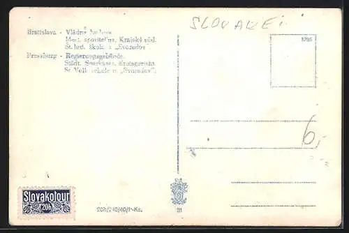 AK Bratislava, Vládna budova, Mest. sporitel`na., Krajský súd., St. lud. skola a Svoradov
