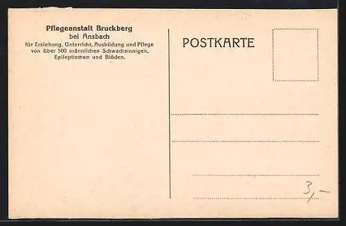 AK Bruckberg / Ansbach, Speisesaal der Pflegeanstalt