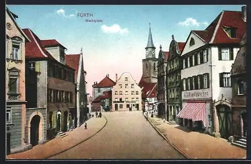 AK Fürth / Bayern, Marktplatz mit Kirche