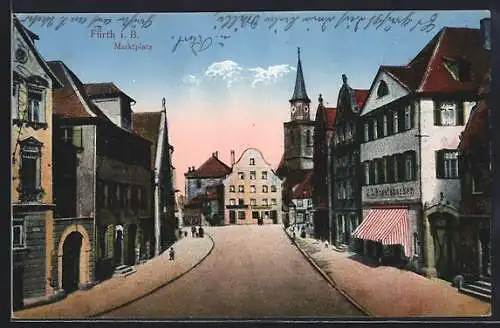 AK Fürth / Bayern, Marktplatz mit Kirche