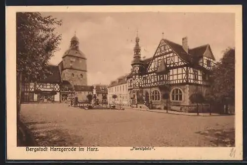 AK Harzgerode im Harz, Marktplatz