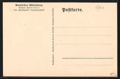 AK Würzburg, Gasthaus Ratskeller, Ratskapelle, Innenansicht