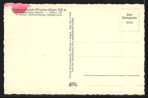 AK Pfronten-Halden /Allgäu, Fremdenpension Dietrich im Schnee
