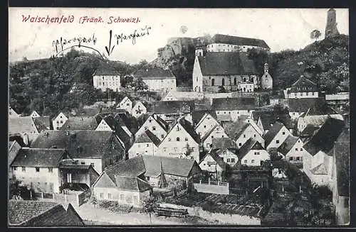 AK Waischenfeld /Fränk. Schweiz, Teilansicht mit Burgruine