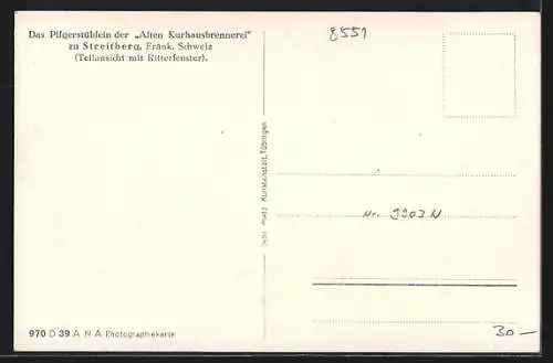 AK Streitberg / Fränk. Schweiz, Pilgerstüblein in der alten Kurhausbrennerei