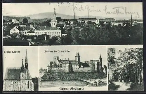 AK Gross-Siegharts, Schloss im Jahre 1500, Bründl-Kapelle, Am Berg