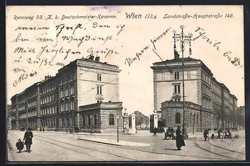 AK Wien, Rennweg 93, K. k. Deutschmeister-Kaserne, Landstrasse-Hauptstrasse 148