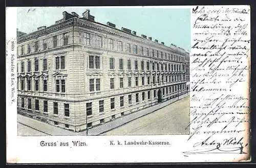 AK Wien, Blick auf die K. k. Landwehr-Kaserne