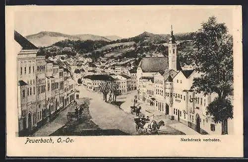 AK Peuerbach, Ortsansicht mit Kirche