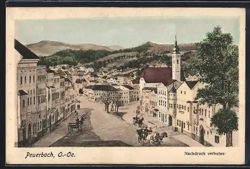 AK Peuerbach /O.-Oe., Ortspartie aus der Vogelschau