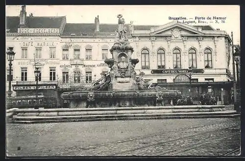AK Bruxelles, Porte de Namur, Café Marnix, Munich Spatenbrau