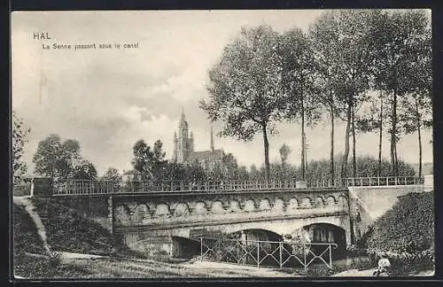 AK Hal, La Senne passant sous le canal