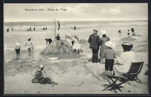 AK Knocke-s-mer, Scène de Plage