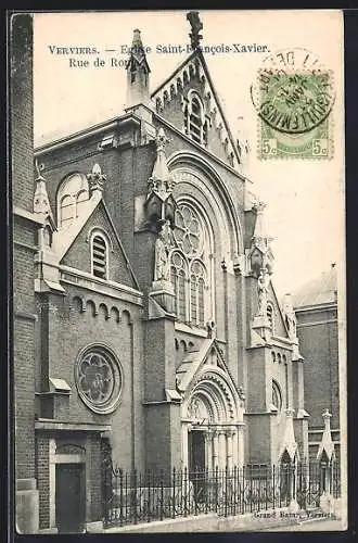 AK Verviers, Eglise Saint-Francois-Xavier, Rue de Rome