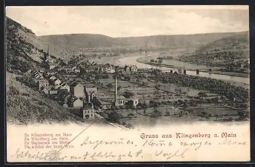 AK Klingenberg a. Main, Ortsansicht mit Mainpartie
