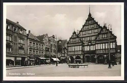 AK Paderborn, Partie am Rathaus mit Lederhandlung