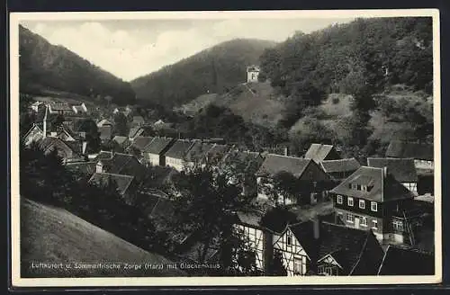 AK Zorge /Harz, Blick auf den Ort mit Glockenhaus