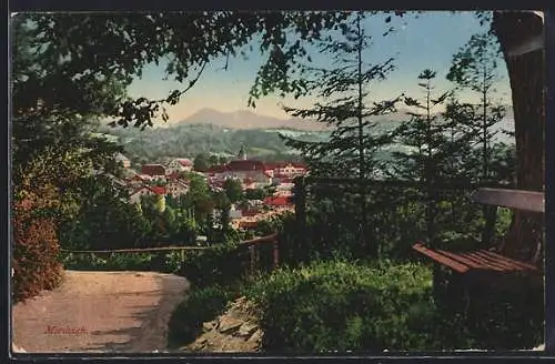 AK Miesbach, Blick auf den Ort vom Wanderweg aus