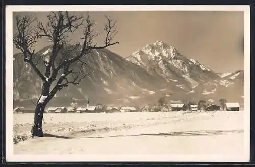 AK Piding, Blick auf den Ort im Schnee