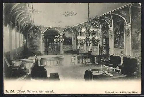 AK Lübeck, Rathaus, Innenansicht des Audienzsaales