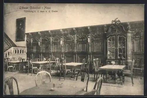 AK Lübeck, Schabbel-Haus, Täfelung a. d. Diele