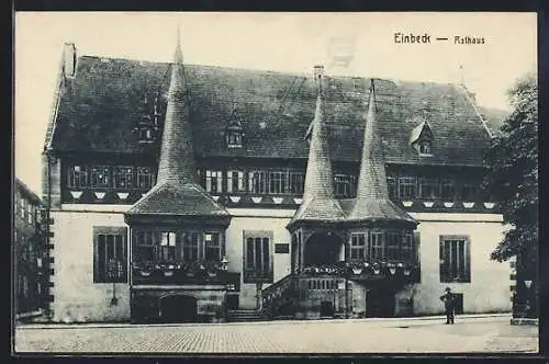 AK Einbeck, Rathaus mit Vorplatz