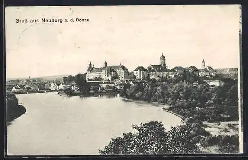 AK Neuburg a. d. Donau, Ortsansicht mit Flusspartie