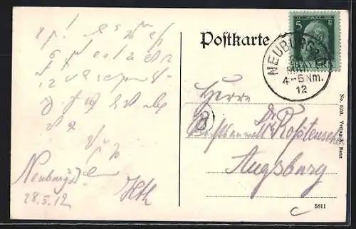 AK Neuburg a. d. Donau, Ortsansicht mit Flusspartie