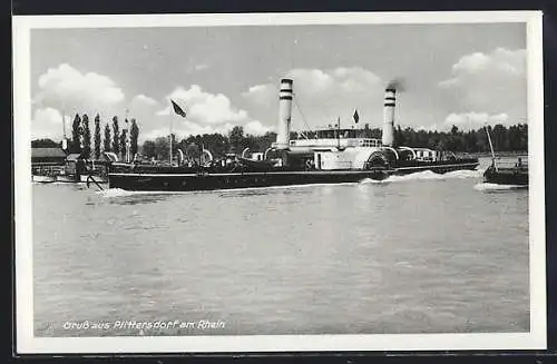AK Plittersdorf am Rhein, Dampfer auf dem Rhein