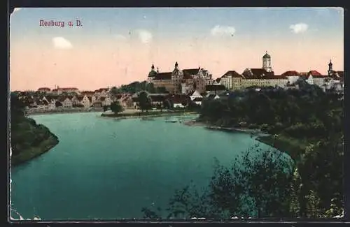AK Neuburg a. D., Teilansicht mit Flusspartie