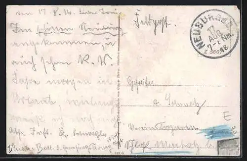 AK Neuburg a. D., Teilansicht mit Flusspartie